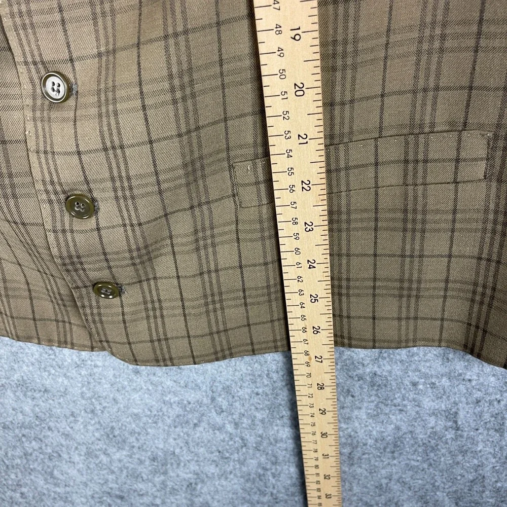 Statement Blazer Vest Waistcoat 2 Piece Set Mens 50L Beige Plaid Wool Italy Made